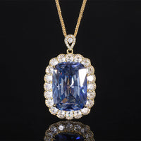 Gold Weißplattierter Blauer Anhänger mit Chopin Kette