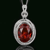 Weißgold rote Rubin Anhänger mit Chopard Kette